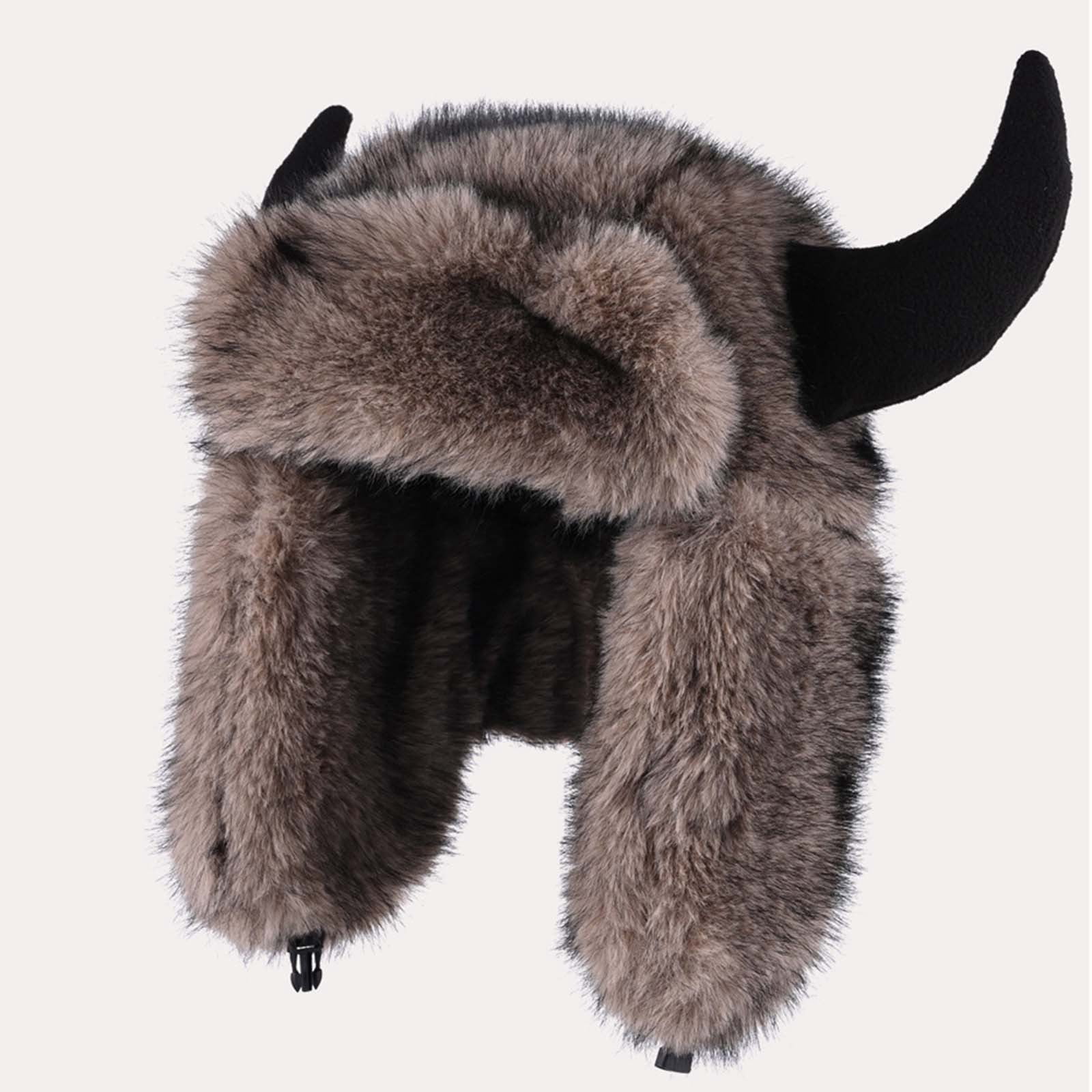 Kalauyu Men Hat Winter Russian Hat with Faux Fur Earflap Hat Windproof for Skiing