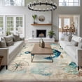 thumbnail image 4 of Nautical Teal Anchors Washable Living Room Rugs 5'x7', Starfish Corals Compass Retro Brown Map Low Pile Throw Large Area Rugs Non-Slip Sturdy Edge Binding Carpet for Dining Room Bedside Kitchen, 4 of 9