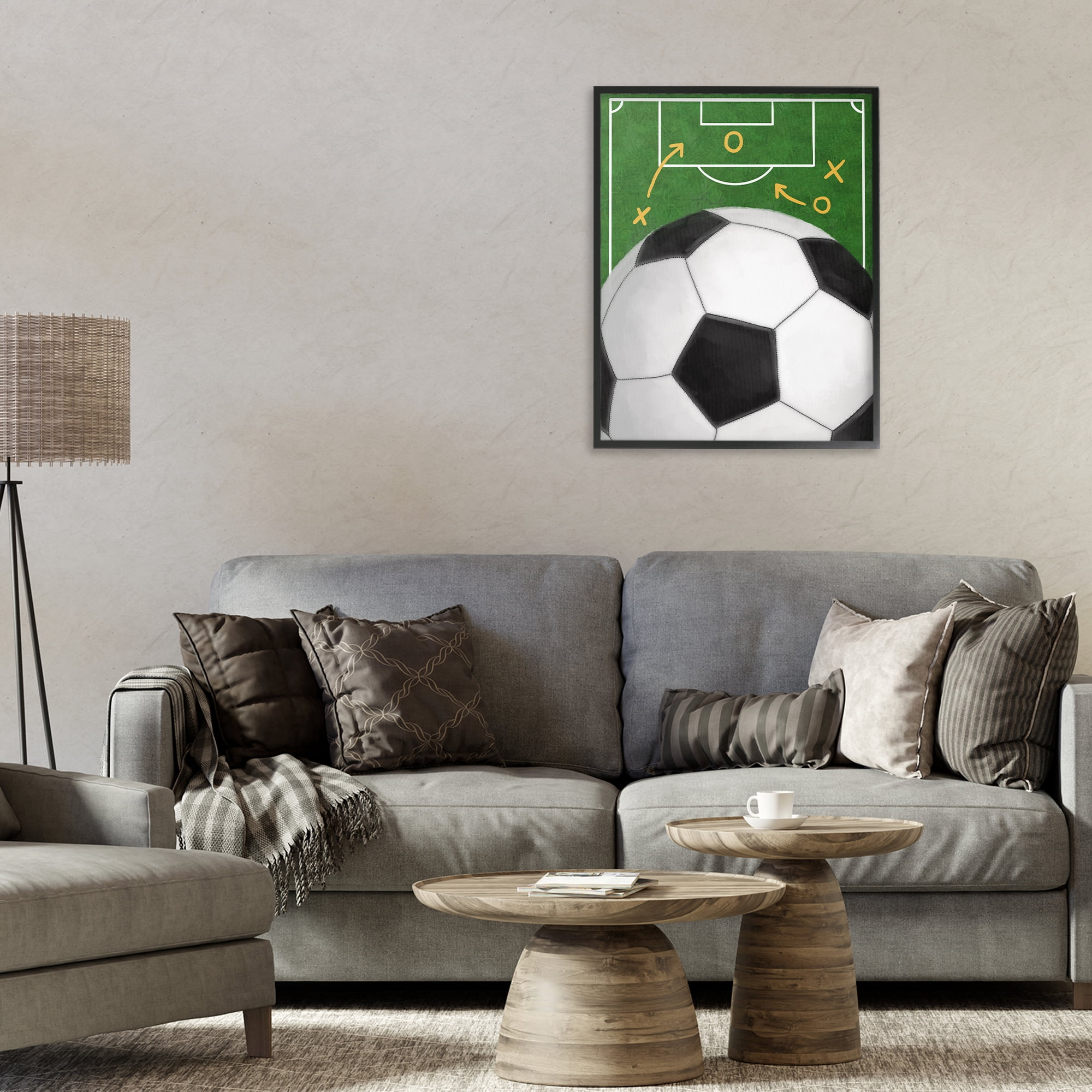 Stupell Industries Soccer Field & Ball Black Framed Giclee Art, design by Jennifer Stith