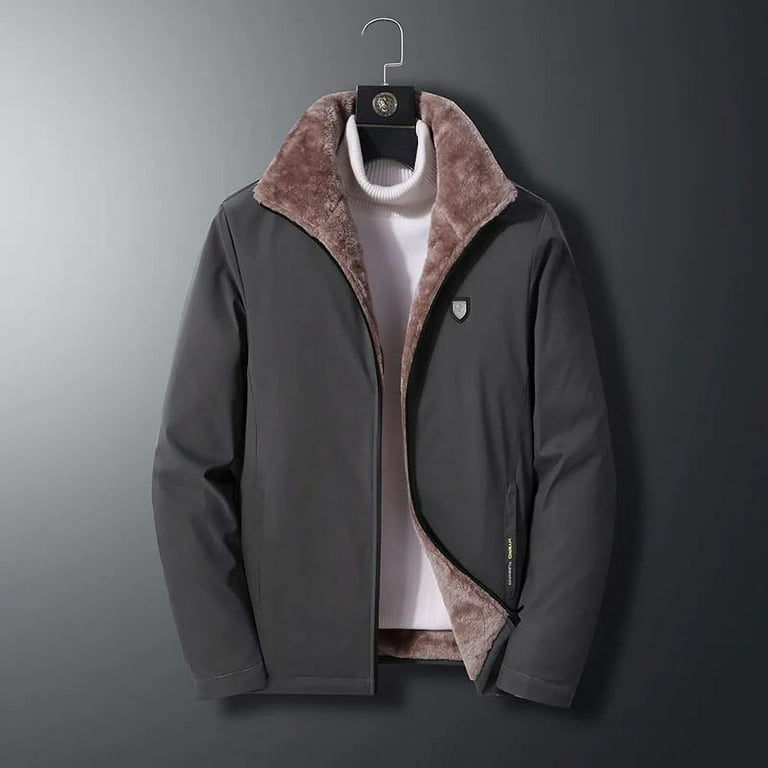 Warm Fleece Autumn Winter Jackets for Men Business Office Dress Coat Casual Men s Winter Jacket Solid Color Luxury Outerwear Man Walmart