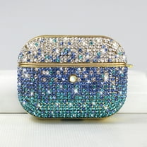 ELEHOLD For Airpods 2nd Gen / 1st Gen Shocproof Case Rhinestone Glitter Gradiant Full Body Protection Plating Rugged Cover for Women, Gift, Blue
