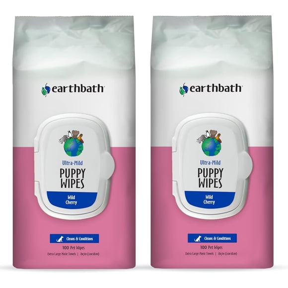 Toallitas Earthbath para perros, ultrasuaves, color cereza silvestre, 100 unidades