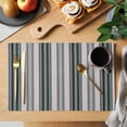 thumbnail image 2 of Black Grey Striped Placemats Set of 6 Farmhouse Modern Stripes Art Place Mats Indoor Wipeable Table Mats Washable Cloth Dining Table Placemats for Kitchen Holiday Party Home Decor 13x19 Inch, 2 of 9