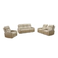 thumbnail image 4 of Recliner Sofa Set with LED Lights, Living Room Furniture Set, Breathing Power Leather Sofas with Storage Console/Cup Holders (3 Pieces Beige Reclining Chair+Loveseat+Sofa Set), 4 of 13