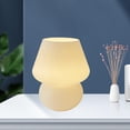 thumbnail image 2 of TISHITA Veilleuse en Verre LED Lampe de Chevet Champignon Lampe d'Éclairage de Table Rechargeable USB Givrée, 2 of 8