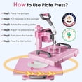 thumbnail image 2 of PNKKODW 12''x15'' Heat Press, 5-in-1 Digital Shirt Press Machine Heat Transfer Sublimation with 30oz Tumbler Press, Teflon-Coated Heat Plate, 360° Swing Away for Mugs Hat Plate Cap, Pink, 2 of 8