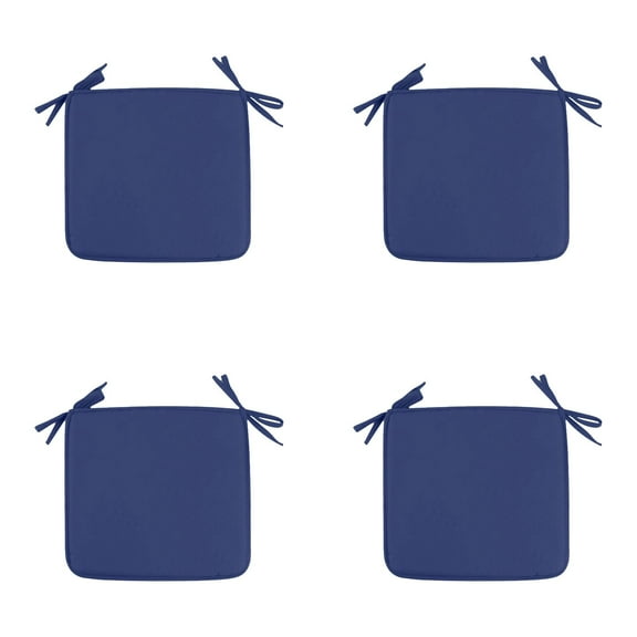 KUHBRCA Chair Cushions for Dining Chairs, Square Chair Pads with Ties and Non- Bottom, Kitchen Chair Cushions 4 Pack, 16" x 16" x 2", Navy