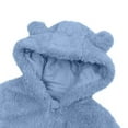 thumbnail image 4 of dazeni Newborn Baby Fleece Outfit Cozy Fuzzy Fleece Onesie Cute Teddy Bear Hooded Jumpsuit Solid Winter Romper Snowsuit Blue 0 Months, 4 of 4