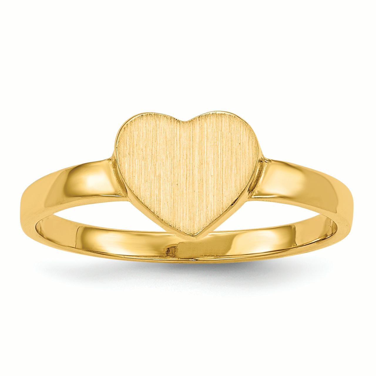 Ring Women Signet - 14K Yellow Gold 2 MM Heart Engravable Signet Ring, Size 6 - 0