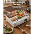 thumbnail image 2 of KFFKFF Commercial Electric Griddle, 21.06 x 11.81 inch, 1750W, Adjustable Temperature Range 122-570°F, Stainless Steel Construction, Half Grooved and Half Flat Surface, Includes 2 Spatulas, 2 of 9