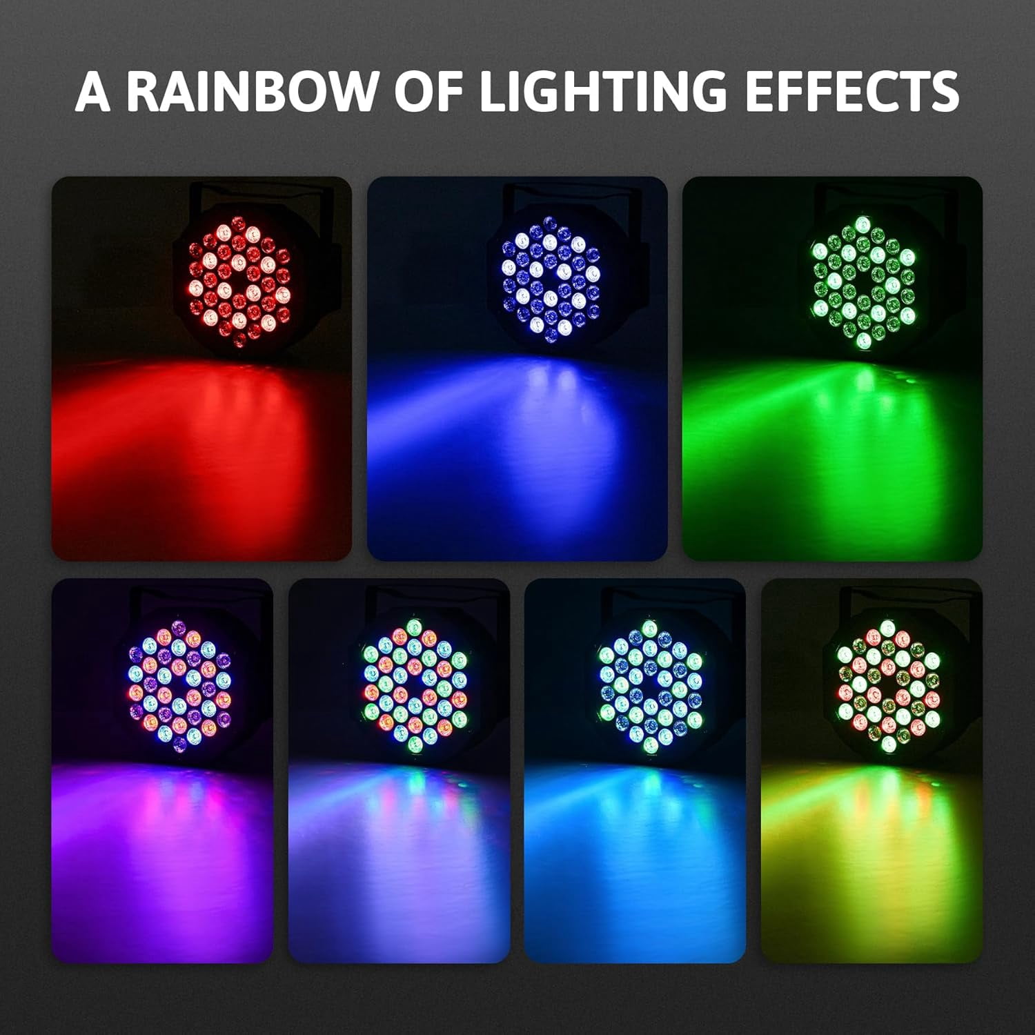 Stage Lights 36 RGB LED Par Lights with Remote Control DJ Uplighting for Event Wedding Christmas Halloween Party Club Music Stage Lighting, 4 Pack