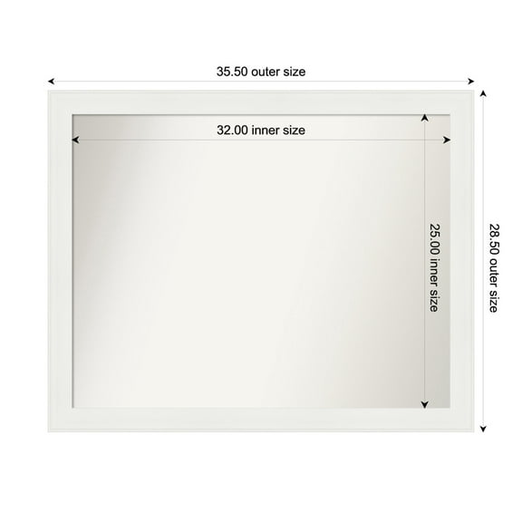 Amanti Art Custom Wall and Bathroom Mirror (28.5 x 35.5 in.), Vanity White Narrow Frame