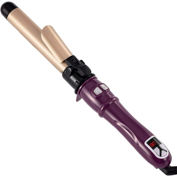 Automatic Curling Iron Wand , Purple,Rotating Hair Curler for Long Hair, Auto Hair Styling Curler Dual Voltage Ceramic Tourmaline Curling Iron