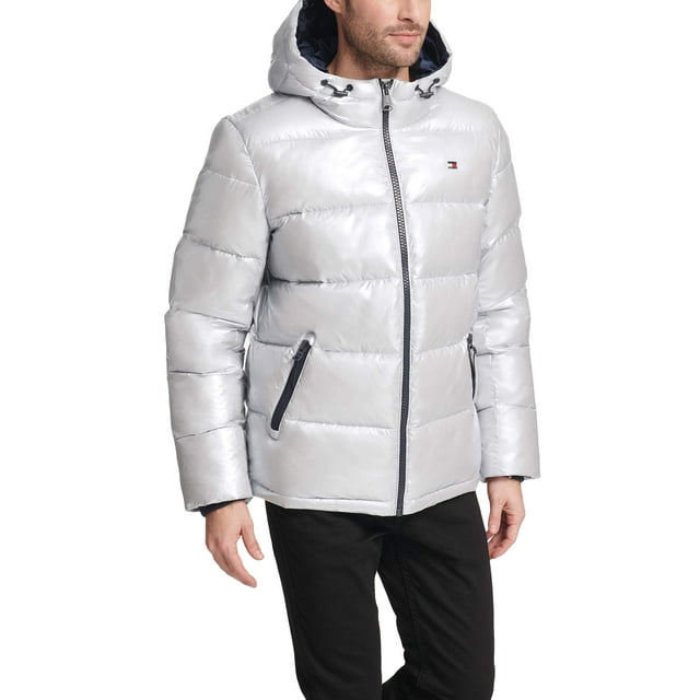 Chaqueta Tommy Hilfiger para hombre, clásica, con capucha, acolchada, color gris XL