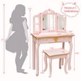 thumbnail image 5 of SESSLIFE Kids Princess Vanity Table and Chair Set, Kids Vanity Set with Mirror, Pink Makeup Dressing Table for Girls Age 4-9, 5 of 10