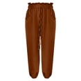 thumbnail image 2 of Kelon Women's Casual Pants, Womens Linen Pants Wide Leg Palazzo Capri Drawstring Casual Lounge Flowy Summer Beach Vacation Crop Trousers with Pockets, M, 2 of 6