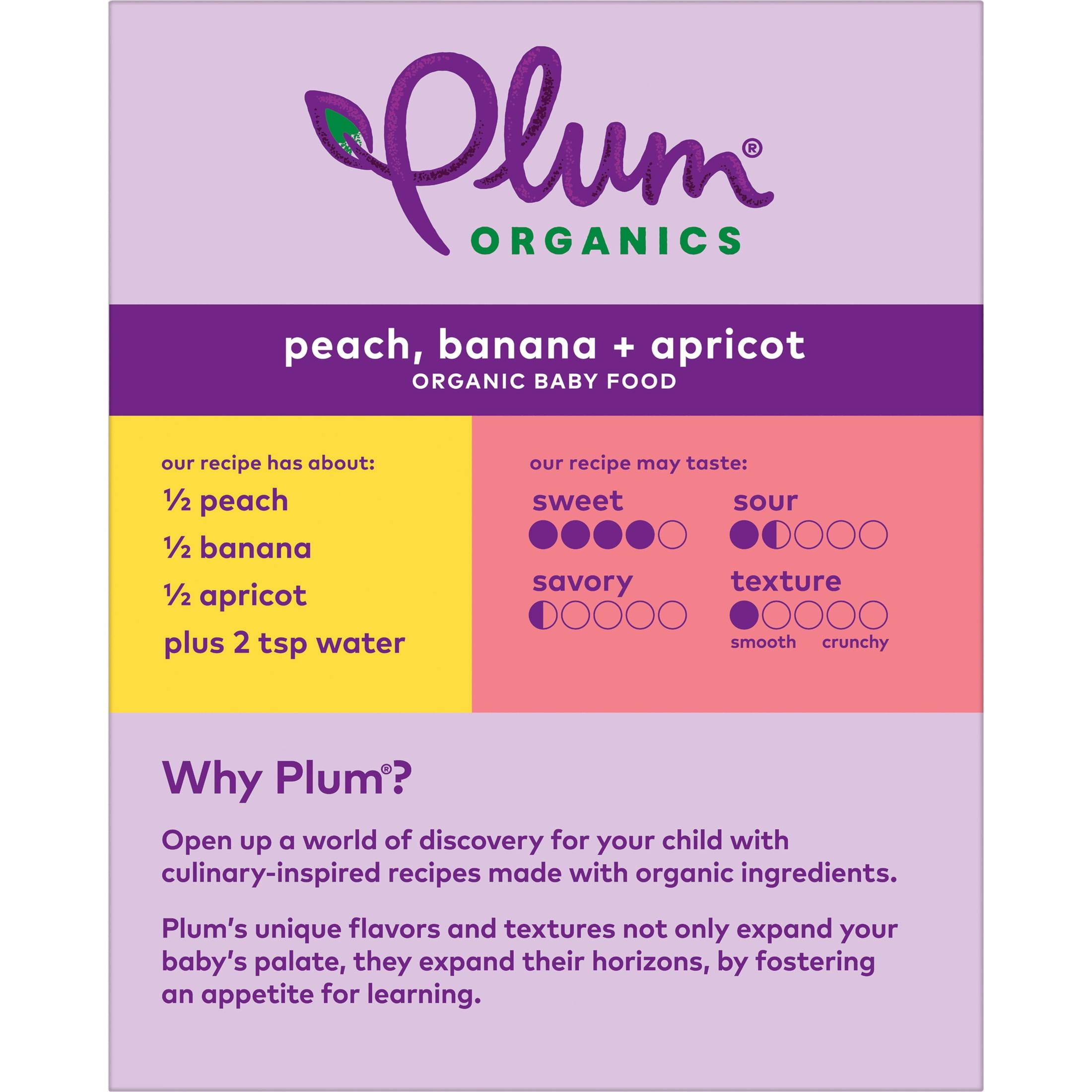 Plum Organics Stage 2 Organic Baby Food Peach, Banana and Apricot 4oz Pouch-4-Pack