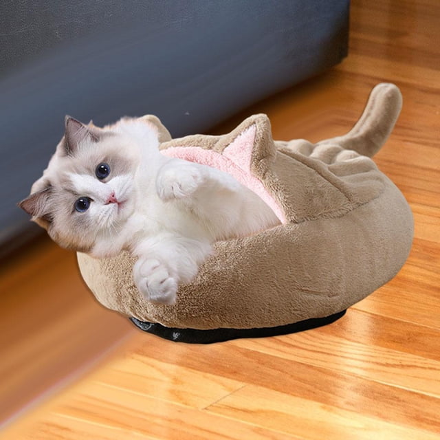 Cama de perro de forma forma forma , sofá antideslizante, cojín cálido cavernícola durmiendo de dormir mascota calentamiento invierno p - Khaki l Salvador cama para perros y gatos de peluche
