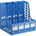 thumbnail image 1 of Support de Fichiers SHIQI-Magazine, Plastique PP Vertical 4 Compartiments pour Bureau, Bleu, 1 of 4