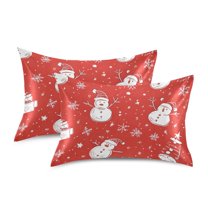 Yayeee Pillowcase King Size Set of 2 Satin Wrinkle Resistant Pillow Case, Red Snowman