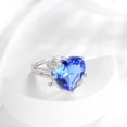 thumbnail image 6 of Juwaliy 9Ct Women Heart Ring 925 Sterling Silver Rose Flower December Birthstone Tanzanite Blue Solitaire Ring Jewelry Mom Christmas Birthday Gift, 6 of 11