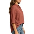 thumbnail image 6 of cocolona Womens 3/4 Sleeve V Neck Blouses Casual Loose Solid Color Shirts Basic Outfits Tops, 6 of 7