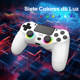 thumbnail image 3 of Controlador inalámbrico para P4, gamepad remoto con luz RGB compatible con P-4/P-4 Slim/P-4 Pro/PC con Windows, blanco, 3 of 9