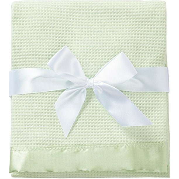 Thermal Waffle Weave Baby Blanket with Satin Nylon Trim Mint Green Walmart