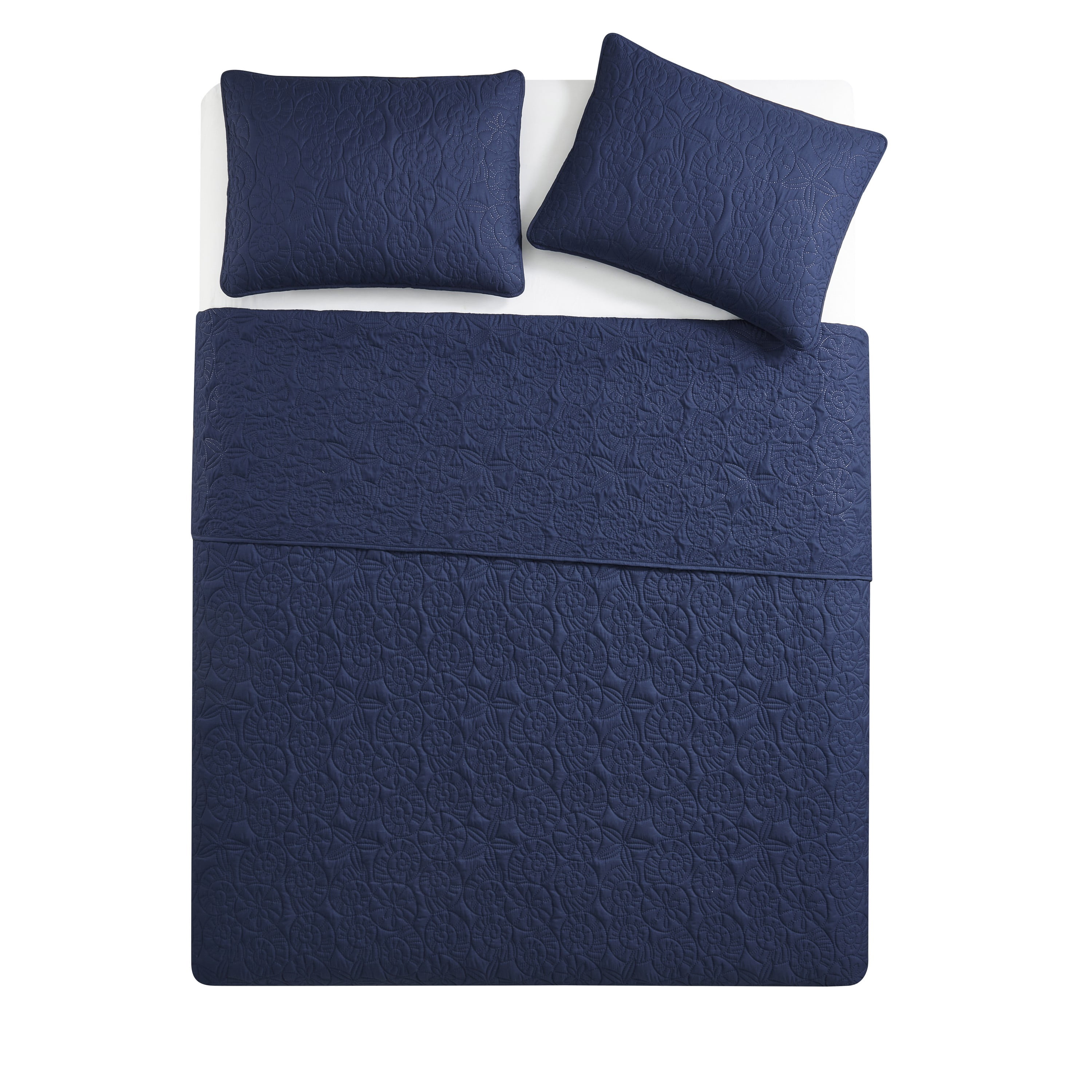 VCNY Home Seashell Coastal 3-Piece Navy Textured Seashell Quilt Set, Full/Queen, Adult, Unisex