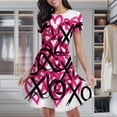 thumbnail image 2 of Pink Hearts Black Xs And Os Women's Classic Swing Skater Dress Casual Work Party Cocktail Dresses, 2 of 6