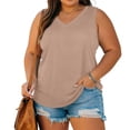 thumbnail image 4 of StSilkitty Plus Size Tank Tops for Womens Solid Color Loose V Neck Blouses Summer Beach Lightweight Soft Shirts, 4 of 7
