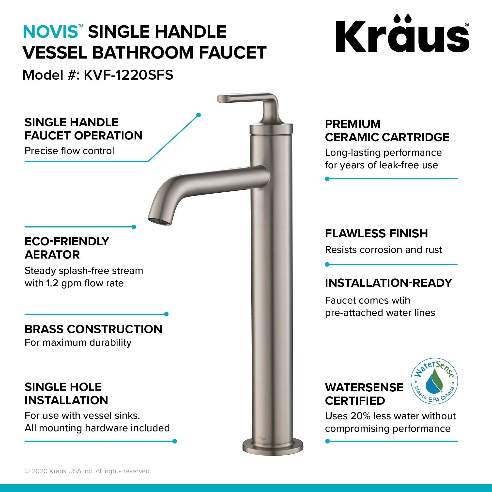 Ramus™ Single Handle Vessel Bathroom Sink Faucet with Pop-Up Drain in Spot Free Stainless Steel (2-Pack)