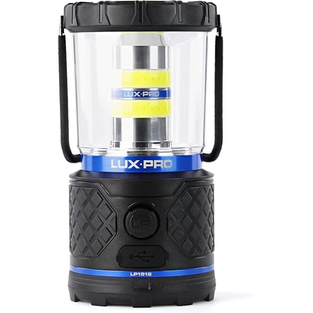 LUXPRO Rechargeable Dual-Power 1100 Lumen LED Lantern for Up to 150 Hours of Use - Camping Lantern with Built-in Power Bank - Dimmable LED Light with IPX4 Water-Resistant Rating