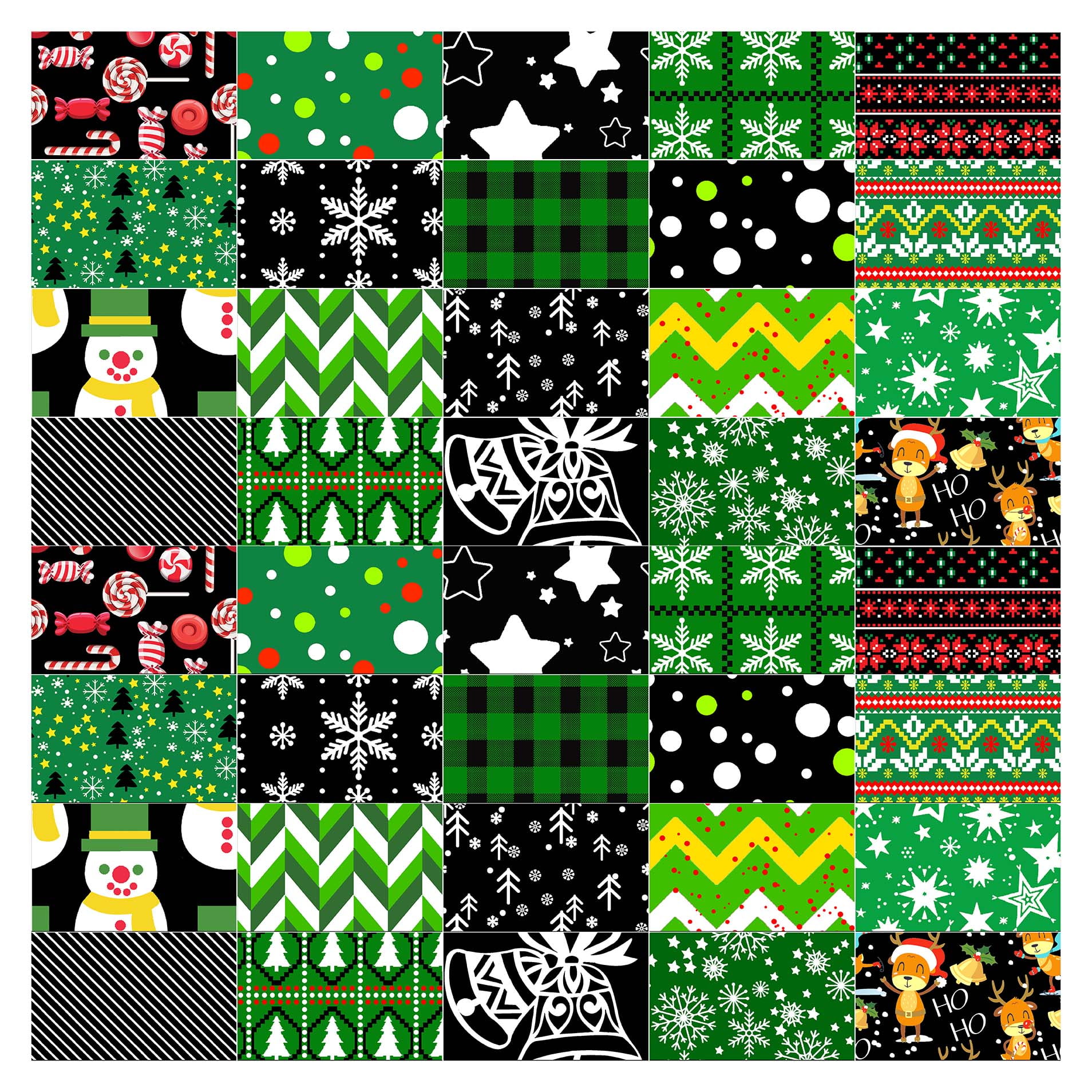Soimoi Christmas Theme Print Precut 10-inch Cotton Fabric Quilting Squares Charm Pack DIY Patchwork Sewing Craft