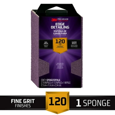 3M Pro Grade Precision Sanding Block, Edge Detailing, 2.875 in. x 4.5 in. x 1 in., 120 Grit, Fine, 1 Sponge