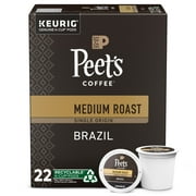 Peet's Coffee Single Origin Brazil K-Cup Coffee Pods, Premium Medium Roast, 100% Arabica, 22 Count, Single Serve Capsules Compatible with Keurig