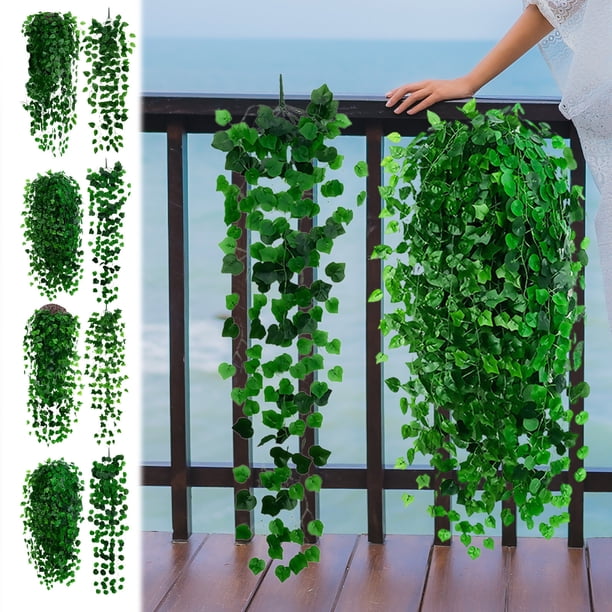 Plantas colgantes artificiales para decorar paredes - Begonia Plantas artificiales de hoja de vid de hiedra Interior y exterior Decoración de oficina para bodas