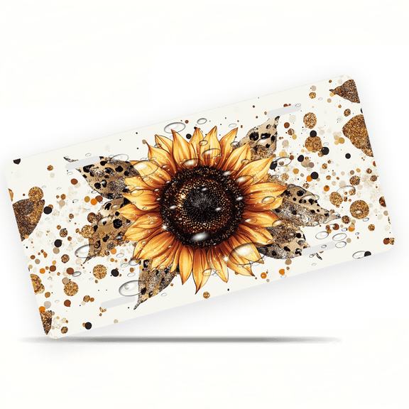 1 Pcs Durable License Plate Covers & Frames, Sunflower For Decorative Front, Waterproof For Decoration Aluminum License Plate Covers & Frames Cover For Men Women, 12" X 6"