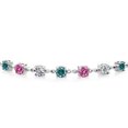 thumbnail image 2 of Gem Stone King 925 Sterling Silver Lab Grown Diamond Tennis Bracelet for Women Blue Moissanite Moissanite Pink (2.51 Cttw, Fully Adjustable up to 9 inch), 2 of 3
