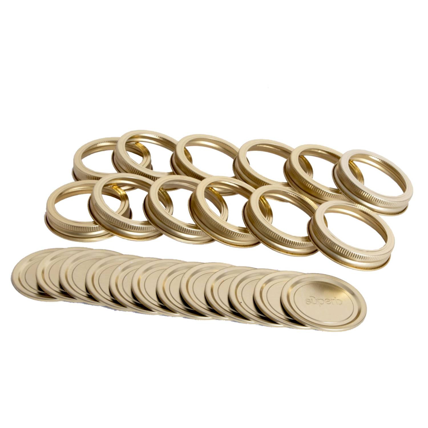 (6 pack) Superb 12-Pack Canning Jar Lids and Rings - Regular Mouth, Two-Piece Mason Jar Lids with Bands for Canning and Preserving, Fits All Brands Regular Mouth Mason Jars