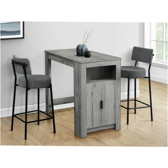 JERFIT 48 Inch Counter Height Dining Table with Storage, Modern Kitchen Table with Cabinet & Open Shelf, Grey Wood Laminate Finish for Small Space