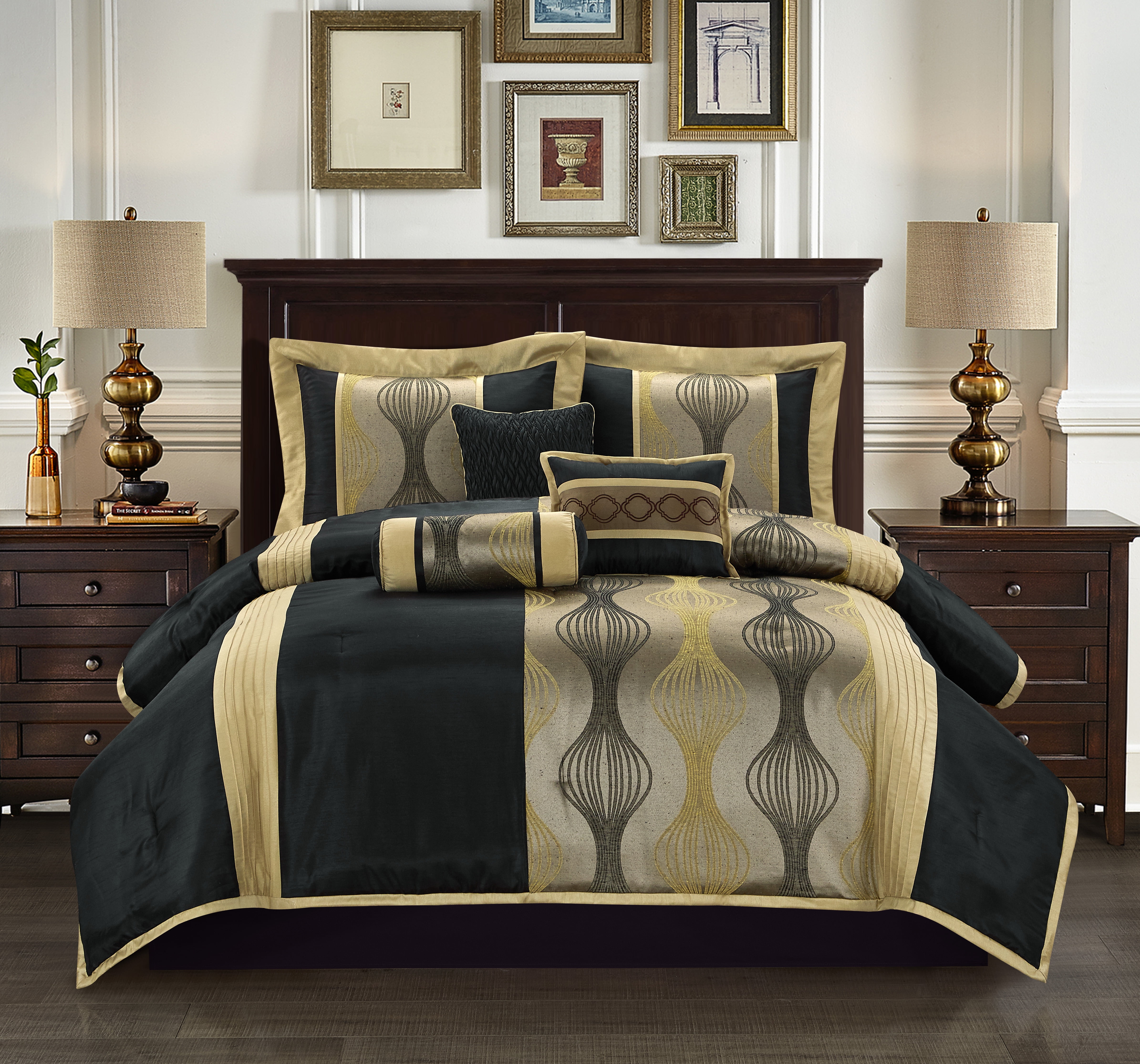 Nanshing Kath 7-Piece Luxury Bedding Comforter Set with Two BONUS