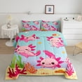 thumbnail image 2 of Manfei Kawaii Axolotl 3 Pieces Queen Comforter Set for Teens Kids,Cartoon Animal Ultra Soft Bedding Sets,Cute Marine Salamander Bedding Comforter Set Breathable,Lightweight Room Decor,Reversible, 2 of 8