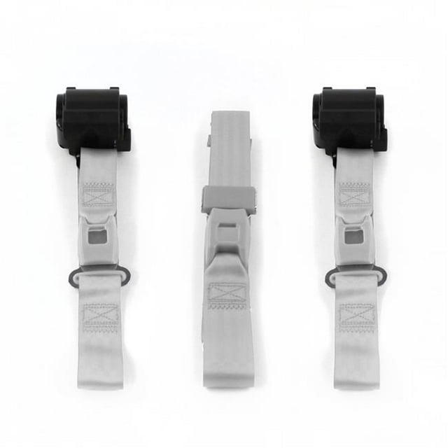 Jeep Willys 1944-1952 Standard 2 Point Gray & Grey Retractable Bench Seat Belt Kit - 3 Belts