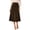 Coffee, variant on Women's Faux Suede Midi Skirt High Waist Elastic Back A Line Flared Skirt with Zipper Black M
