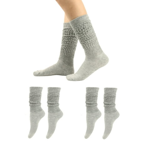 

3 Pairs Women s Slouch Socks Solid Color Stretch Long Socks(Light gray)