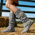 thumbnail image 5 of GJPBGK Women’s Boots Knee High Slouchy Boots Suede Faux Fur Lined Side Zipper Buckle Winter Fashion Boots, 5 of 9