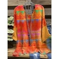 thumbnail image 3 of Jersey con estampado para mujer, camiseta informal a la moda, cuello redondo, Top de gran tamaño, estilo Simple, manga larga, Otoño, 2022, 3 of 4