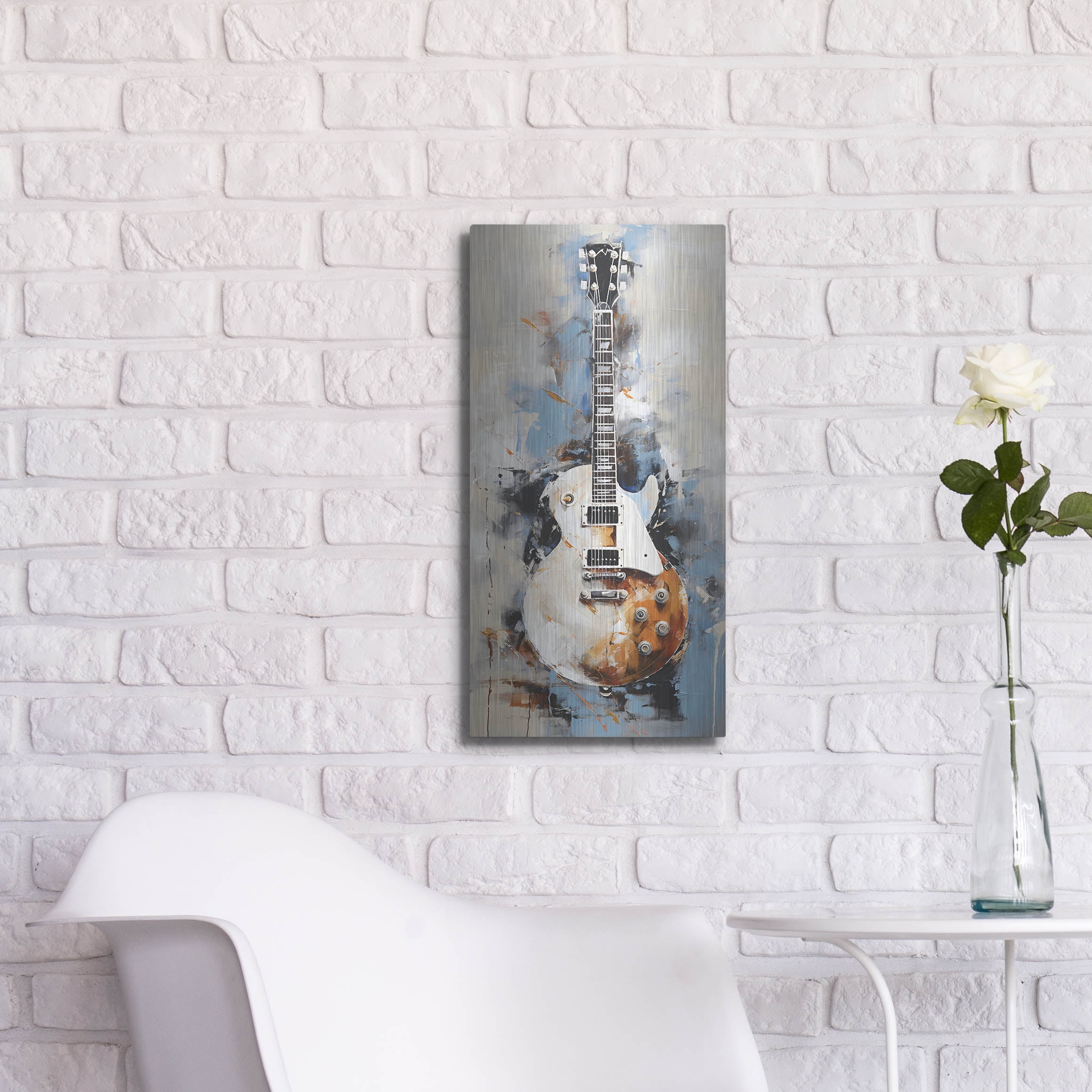 Luxe Metal Art 'Les Paul 8'  by Sean Parnell Metal Wall Art, 12" x 24"