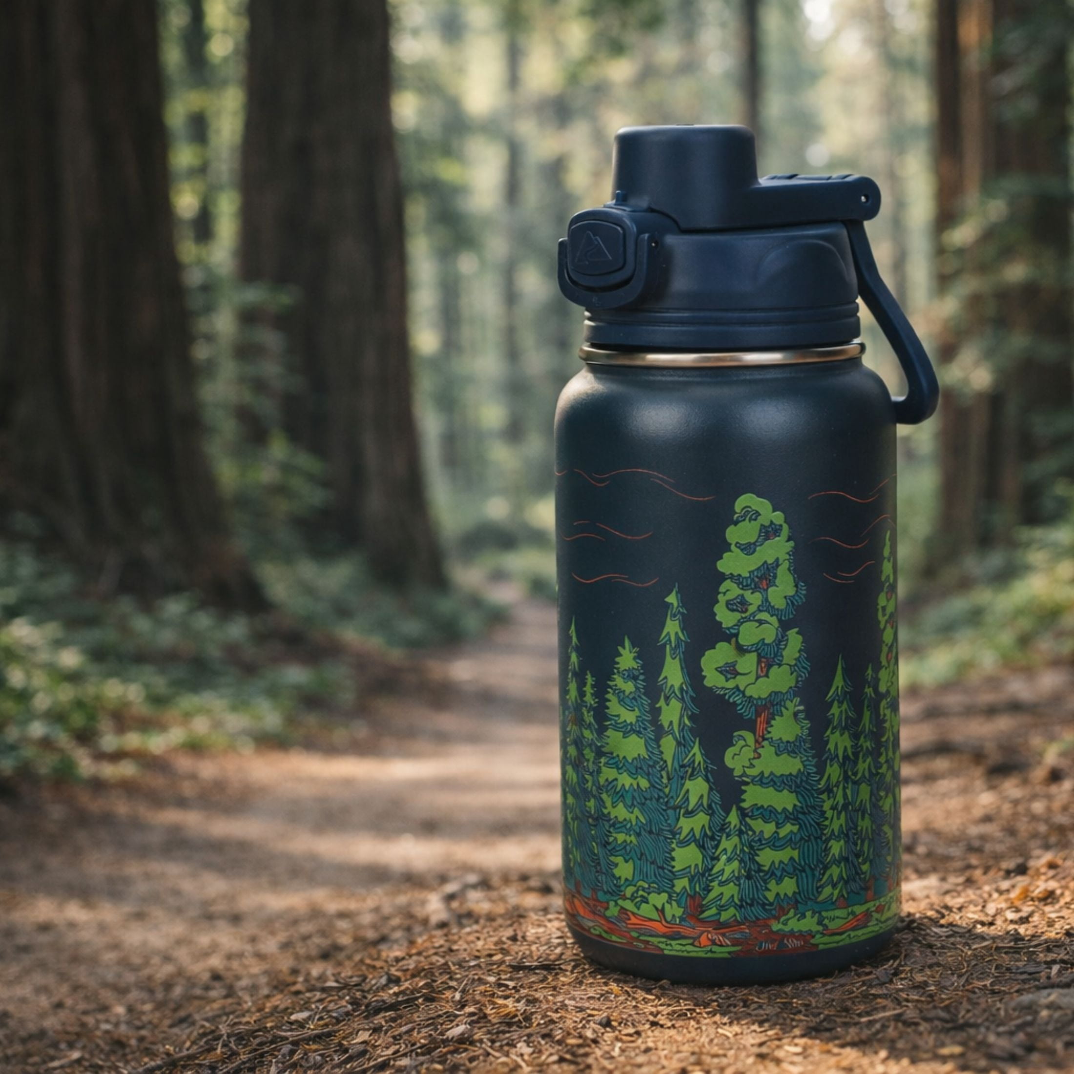 Ozark Trail 18 oz Stainless Steel Insulated Pop-Lid Water Bottle, Ancient Forest